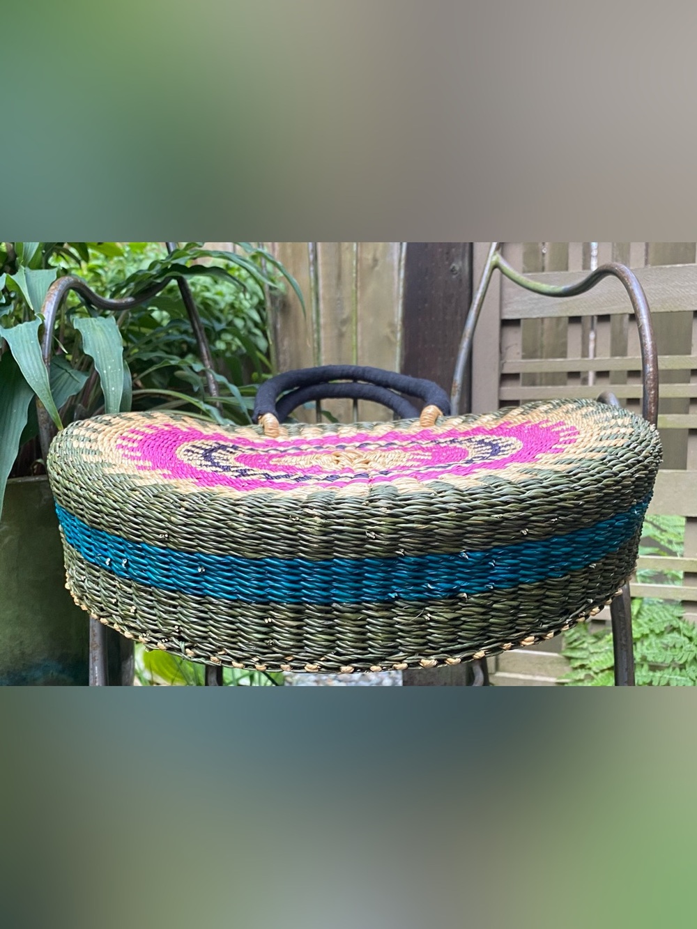 $395 Nena & Co. Ghana Full Moon Bag Handcrafted Artisan Fair Trade Straw Tote - Picture 10 of 16